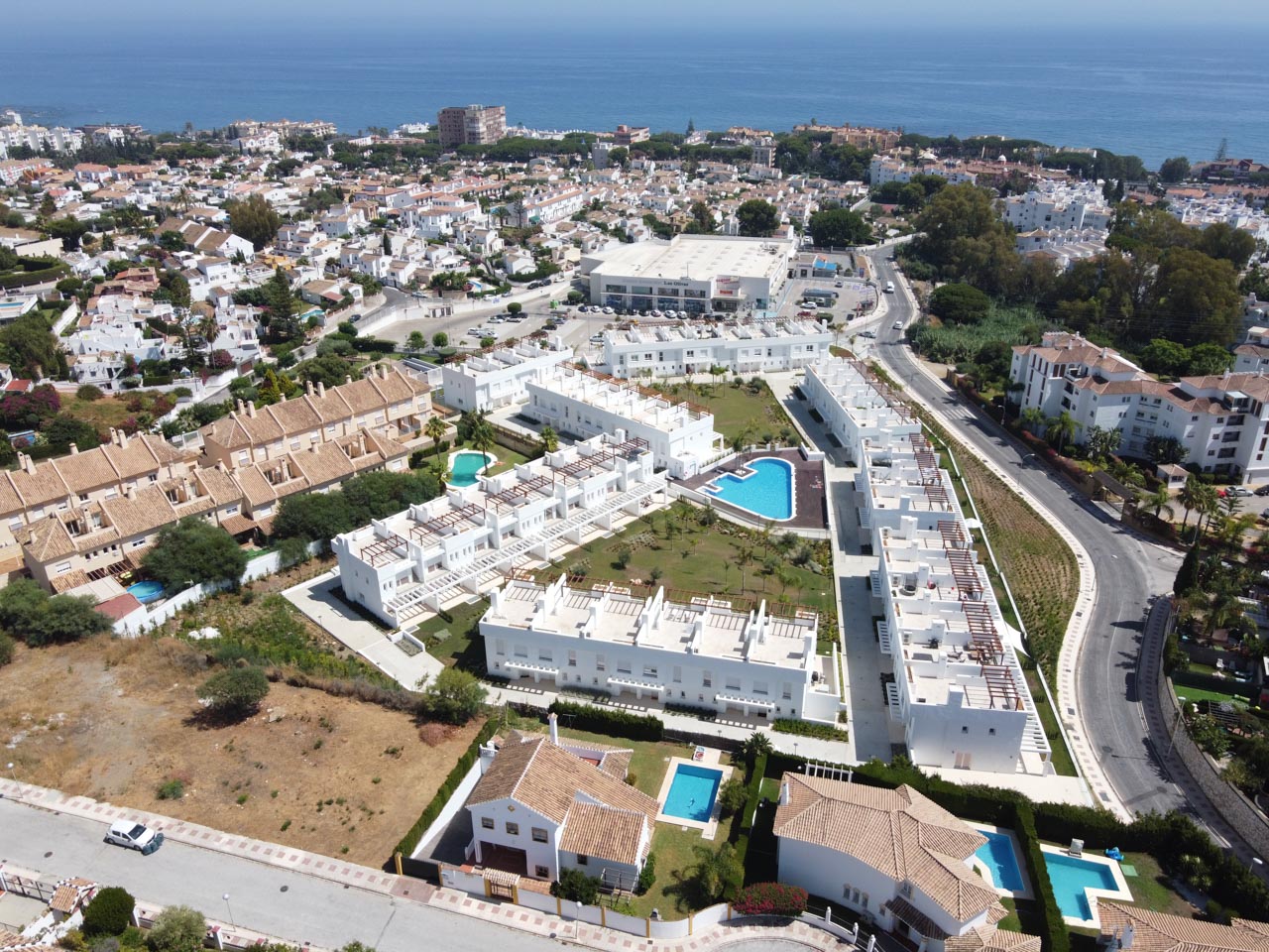 Aerial Drone Real Estate Photography - Urbanisation development in Calahonda, Mijas Costa, Spain